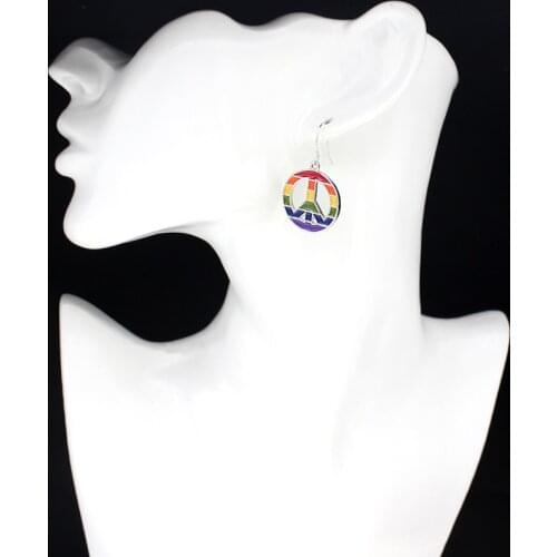 Circular Geometric Patterns Rainbow Gradient Colour Of Earrings LGBT Gay Lesbian Symbolize Homosexual Pendant Jewelry Gifts