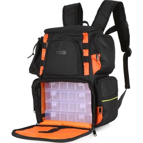 Lixada Fishing Backpack Waterproof Fishing Lures Reel Bag Adjustable Straps Fish Tackle Storage Bag +Fishing Tackle Boxes