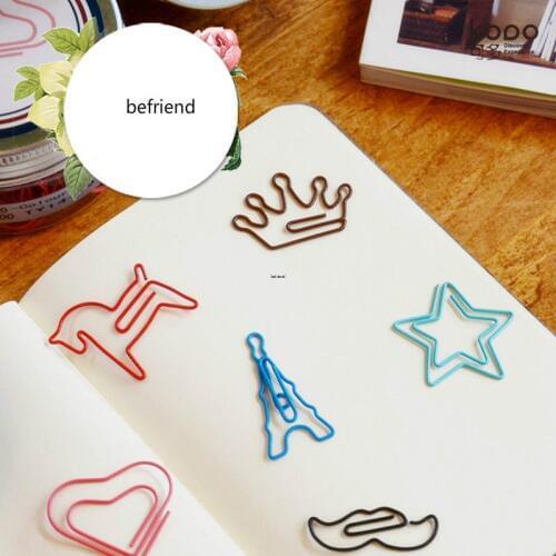 Love heart star Multicolour paper needle canned many kinds of pattern style paper clip metal bookmark befriend metal paper clips