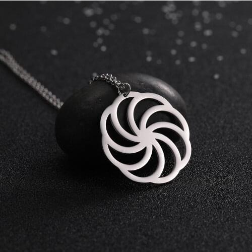 Skyrim Fashion Silvery Pendant Necklace Hollow Stainless Steel Link Statement Chain Choker Necklaces Women Jewelry Gift