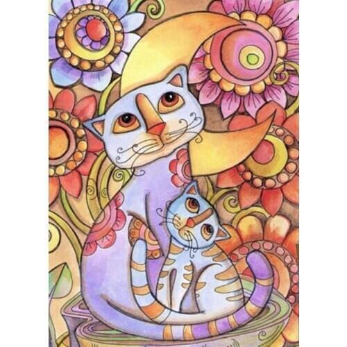 Cartoon cat diamond art mosaic painting children gift beaded embroidery picture stones stickers home decor needlework handcraft