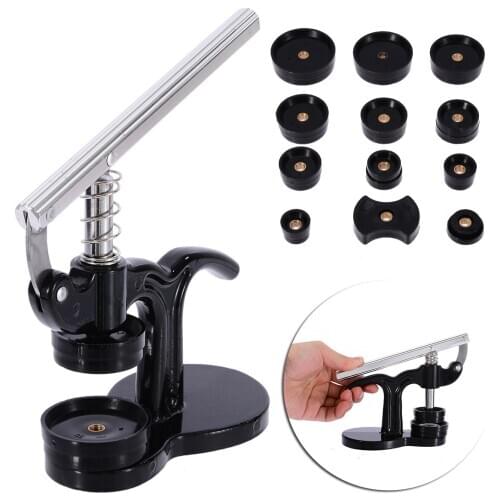 Watch Press-in Tool Repair Kits Housing Closure Lid Back Case Remover 12 Printing Plates Black Battery Replacement