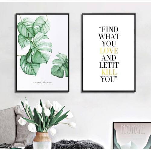 Nordic Watercolor Plant Green Leaves Canvas Painting Art Print Poster Picture Wall Modern Minimalist Living Room Decoration