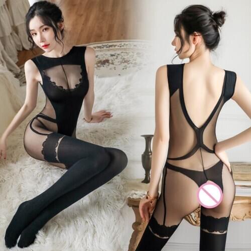 New Bodysuit Sexy Lingerie Open Crotch Tights Silk Transparent Bodysuit Body Stockings Erotic Underwear Porn Sex Costumes