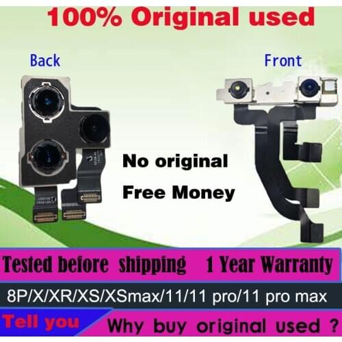 Official Original Back Front Camera For iPhone 11 pro max Face Camera For iPhone 8P X XS XR Rear XSmax Camera Module Flex Cable