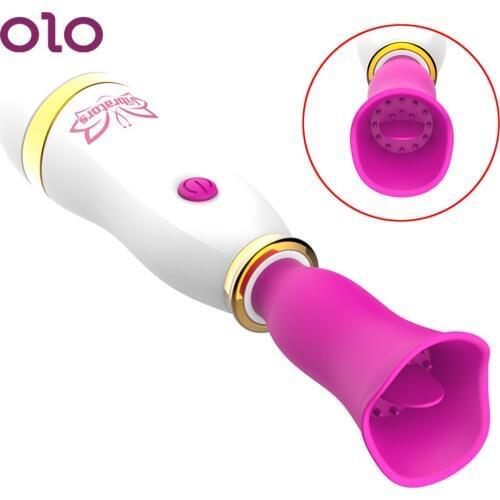 OLO Tongue Licking Vibrator Nipple Clitoris Licking Stimulator AV Stick Masturbator USB Charge 12 Speed Sex Toys for Woman