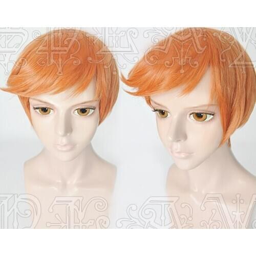 Game Touken Ranbu Online Iwatooshi Cosplay Wigs Short Orange Heat Resistant Synthetic Hair Wig + Wig Cap