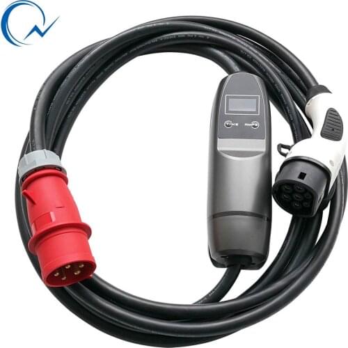 Adjustable EVSE 62196 Type2 EV charger 32A With LCD display EV Adjusatble Current three phase Electric Car Vehicle EV Charger