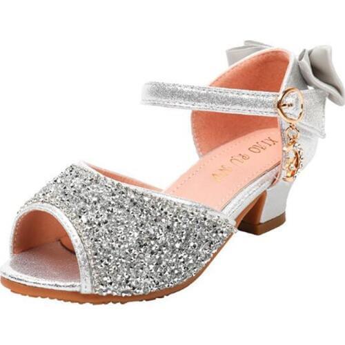 New Girls Sandals Summer High-heeled shoes Princess Children Rhinestone High heels Student Party Dance Shoes Kids 041