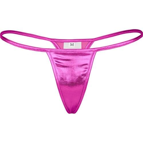 Womens Erotic Lingerie Thong Underwear Shiny Metallic Faux Leather Underpants Bikini G-string Thongs T-back Sexy Briefs Panties