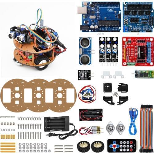 Smart Turtle Robot Car Bluetooth Wireless Control Learning Kit for Arduino Support Tracking/Ultrasonic Obstacle Avoidance