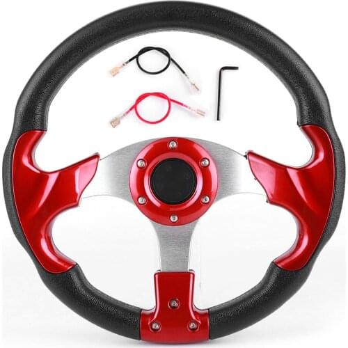 Universal 320MM Racing steering wheel sports steering wheel Auto steering wheel with Horn Button PVC Red Color Modified Part