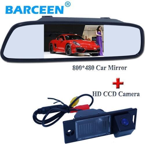 4.3"car parking mirror with car rear view camera set bring lcd glass screen +the higest night vision for Hyundai ix35 2014