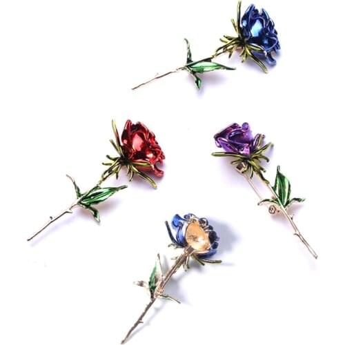 Red Pink Rose Flower Brooches For Women Copper Brooch Pins Fashion Clothing Wedding Jewelry Accesorios