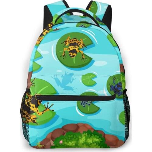 Women Backpack with Multiple Using Women Backpacks Exotic Frogs Lotus Leaves Pond Female School Bag Girls Travel Bag