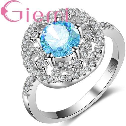 Large Round Type Luxury 925 Sterling Silver Finger Jewelry High Quality Clear Zircon Rings for Daily Gifts Female Anel