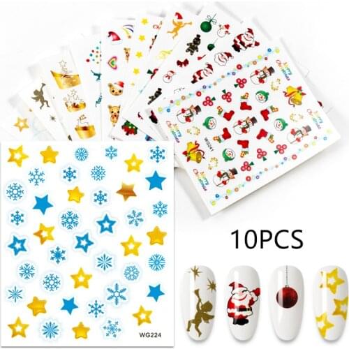 1Set Christmas Nail Sticker Santa Snowflake Nail Art Decal Water Transfer Manicure Decorations Sliders for Nails