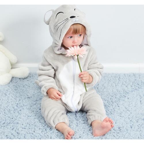Anyongzu 1pcs Baby Pajamas Conjoined Autumn Winter Flannel Clothes Children Cartoon Mouse Modeling Clothing Factory