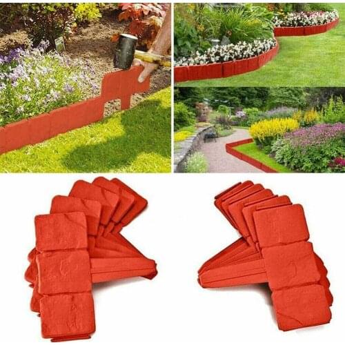 20Pcs Imitation Stone Lawn Grass Edging Garden Plant Flower Bed Border Fence