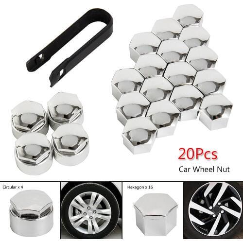 20Pcs Universal Anti-Rust 17 Chrome Glossy ABS Auto Trim Tyre Wheel Nut Screw Bolt Protection Covers Caps Car Styling