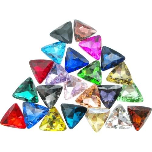 20pcs/pack 18mm Triangle shape high quality glass Crystal strass glue on rhinestones Photo frame diy colorful decorations