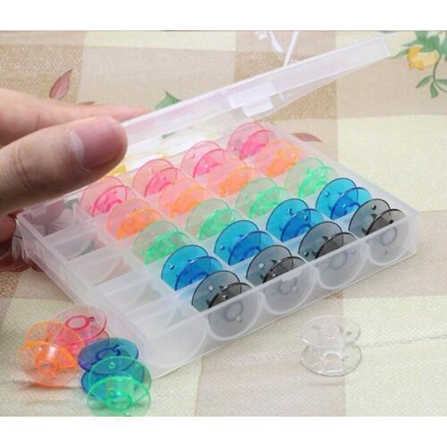 25PCS/set Empty Sewing Machine Bobbins Spool Plastic Case, Needlework Tool wholesale 100pcs