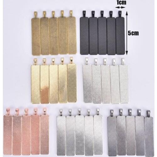 5PCS 10x50mm Cameo Rectangle Bezels Blank Pendant Cabochon Base Setting For Jewelry Making Accessories Supplies