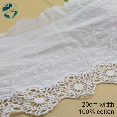 5yards 20cm wide 100% Cotton embroid lace sewing ribbon guipure trim wedding decoration DIY dolls colthes Accessories lace#4048