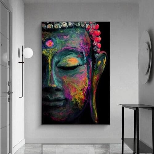 Abstract Colorful Buddha Face Canvas Paintings on The Wall Art Posters and Prints Buddhism Art Pictures Home Wall Decoration