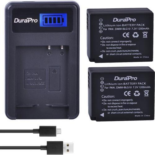 2pc 1200mAH DMW-BLG10 BLG10 BLG10E BP-DC15 Camera Battery + LCD Charger for Panasonic LUMIX GF5 GF6 GX7 LX100 GX80 GX85