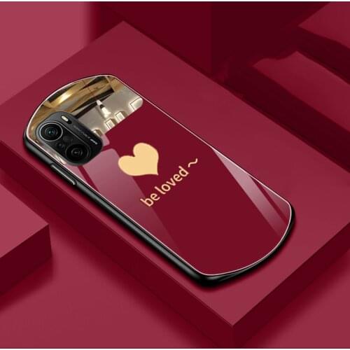 For Xiaomi Redmi K40 Pro Case fashion Hard Tempered glass Mirror Love protective Back Cover Case For Xiaomi Redmi K20 K30 Pro