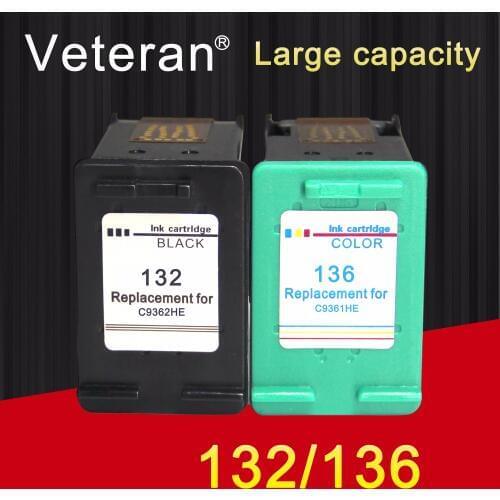 Veteran Ink cartridge 132 136 Replacement for hp132 hp136 for hp Photosmart 2573 C3183 1513 Officejet 6213 D4163 pcs1513 Printer