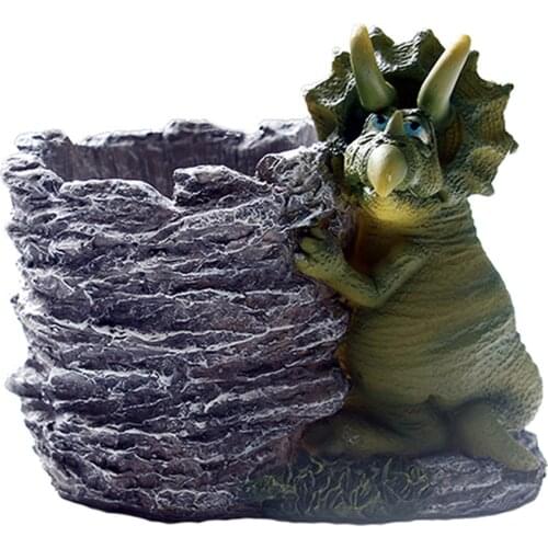 Resin Dinosaur Shape Flower Pot with Drainage Hole Animal Planter Home Living Room for Cute Bonsai Pot Decorations Crafts Gifts