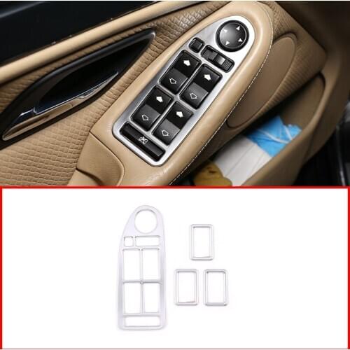 For BMW 5 Series E39 1996-2003 Car Accessories ABS Chrome Glass Lifting Switch Frame Sliver 4-piece Set