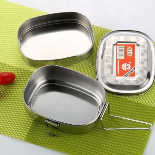 2 Layer Student Stainless Steel Lunch Box Food Storage Container Case School Office Lunchbox Picnic Camping Portable Bento Box