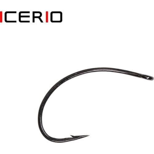 ICERIO 30PCS Straight Eye Continuous Bend Barbed Hooks Caddis Emergers Cripples Klinkhammer Dry Fly Tying Hook