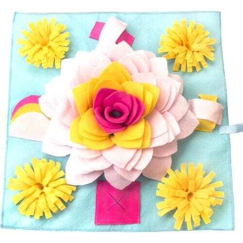 Interactive Pet Dog Toys Round Pet Sniffing Pad Washable Training Blanket Feeding Mat Piecing Multi-color Dog Toys