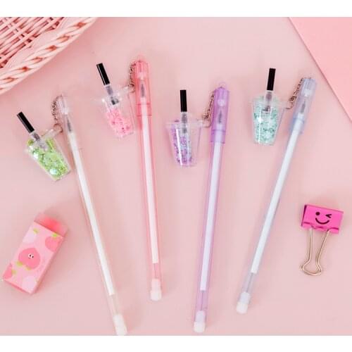 40pcs Kawaii Pen Cute Milk Tea Pens for School Cute Stationery Supplies Office Accessories Korean Office Supplies Cute Things