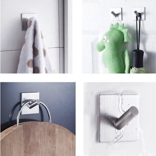 3M Bathroom Kitchen Towel Rustproof Hook Self Adhesive Wall Door Back Hooks Heavy Duty Stainless Steel Clothes Hanger
