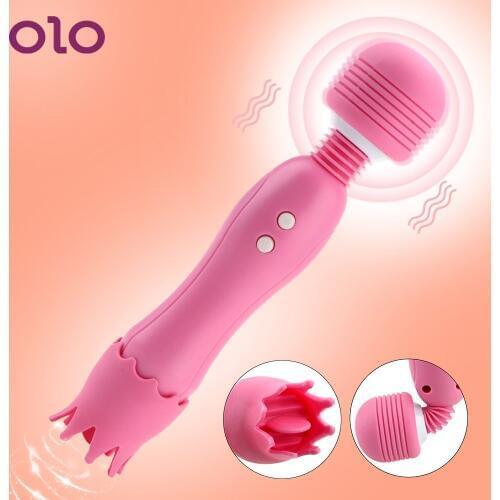 OLO G Spot Massager Tongue Licking Clit Nipple Vibrators Clitoris Stimulator Powerful Magic Wand AV Vibrator Sex Toys for Women