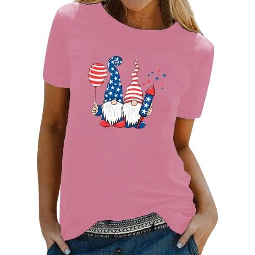 Cute Shirts And Tops For Female 2021 Summer Tops Womens Sexy Fashion Shirt Casual Short-sleeved Independence Day Print Tops