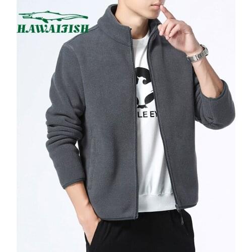 Hawaifish brand mens jacket Autumn and winter fleece zipper windbreaker stand-up collar casaco masculino plus size 7XL 8XL