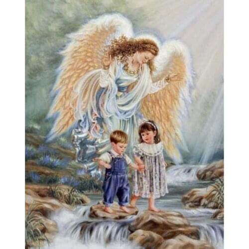 Cartoon Angel DIY 11CT Cross Stitch Embroidery Kits Craft Needlework Set Printed Canvas Cotton Thread Home Decoration