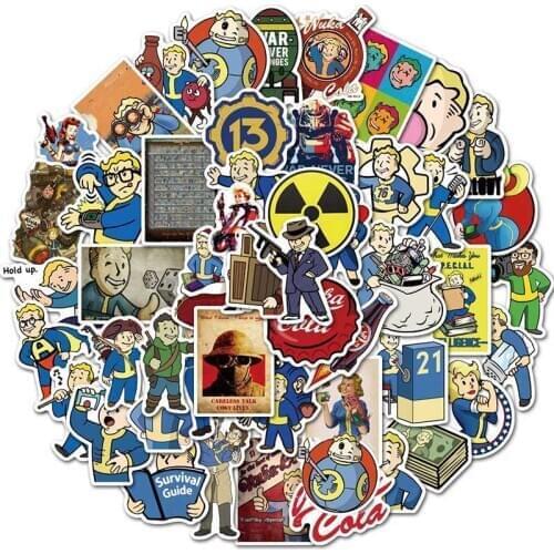 50Pcs Fallout Game Sticker For Laptop Luggage Motorcycle Suitcase Skateboard Phone PVC Decals DIY Gift