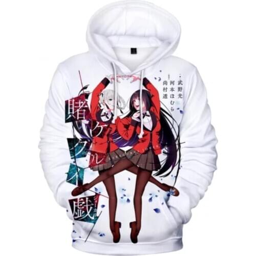 Novelty Japan Anime Hoodie Kakegurui Cosplay Costume 3D Hoodie Jabami Yumeko Cosplay Costume Igarashi Sayaka Boys/girls Clothes