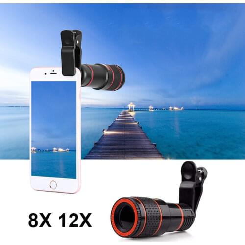 8x 12x Mobile Phone Lens Clip Optical Zoom Telescope Lens HD Smartphone Camera Lens for iPhone X Xs MAX XR 8 for Samsung S8 S9