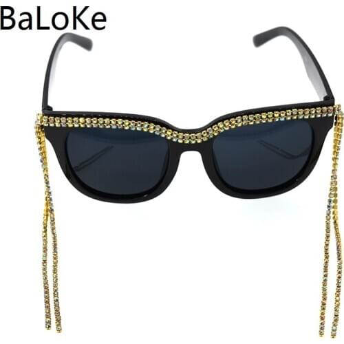 Charm Oversize Cat Eye Sunglasses Women Brand Designer Personality Crystal Vintage Sun Glasses Fashion Shade oculos