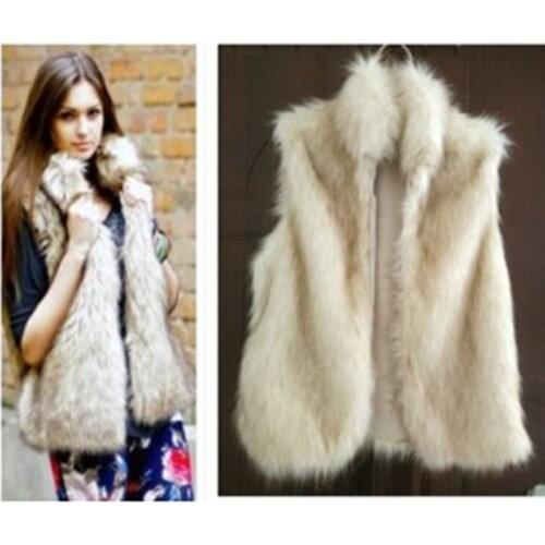Autumn and winter imitation fur waistcoat artificial fur long waistcoat stand collar tide fur waistcoat faux fur trim