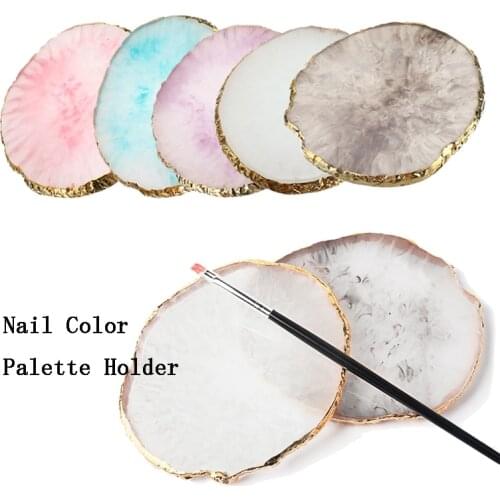 5 Colors Natural Resin Nail Color Palette Holder Stand Nail Gel Polish Holder Drawing Color Paint Dish Glue DIY Display Tools