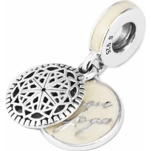 True Yoga Dangle Silver Enamel Charms for Bracelets & Bangles Women DIY Jewelry 925 Sterling Silver Charms for Jewelry Making